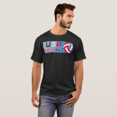 米国国旗のバレーボールのシ男性へャツと女性 Tシャツ (正面フル)