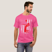 米国国旗のバレーボール選手チームスポーツおもしろい Tシャツ (正面フル)