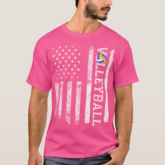 米国国旗のバレーボール Tシャツ (正面)
