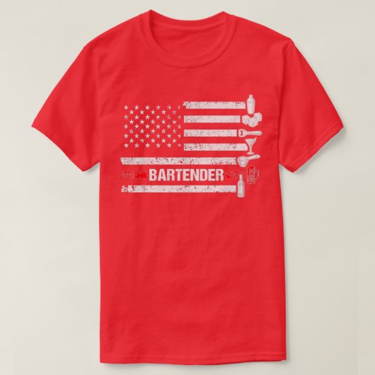 米国国旗のバーテンディングバーワーキングBartender 2 Tシャツ (デザイン正面)