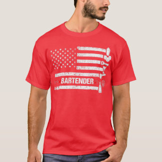 米国国旗のバーテンディングバーワーキングBartender 2 Tシャツ