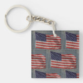 米国国旗のパターン赤白青 キーホルダー (正面)