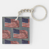 米国国旗のパターン赤白青 キーホルダー (裏面)