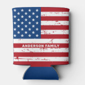 米国国旗のパーソナライズされた赤白青 缶クーラー (裏面)