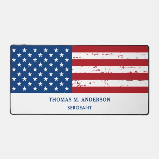 米国国旗のパーソナライズされた軍隊 デスクマット (正面)