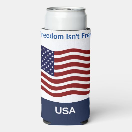 米国国旗のパーソナライズ名&文字Tall Seltzer スリム缶クーラー (Seltzer裏面)