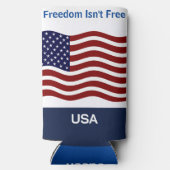 米国国旗のパーソナライズ名&文字Tall Seltzer スリム缶クーラー (裏面)