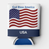 米国国旗のパーソナライズ名&文字Tall Seltzer 缶クーラー (正面)