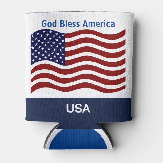 米国国旗のパーソナライズ名&文字Tall Seltzer 缶クーラー (正面)