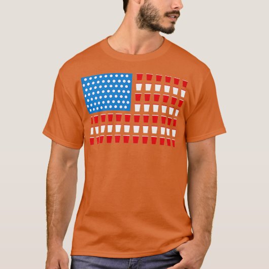 米国国旗のビールポンおもしろいグ7月の日のギフト4th tシャツ (正面)