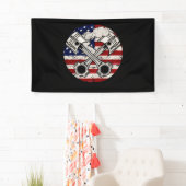 米国国旗のピストンマッスルカー愛国的ヴィンテージ 横断幕 (インサイチュ)