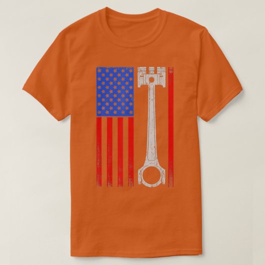 米国国旗のピストンマッスルカー愛国的ヴィンテージ Tシャツ (デザイン正面)
