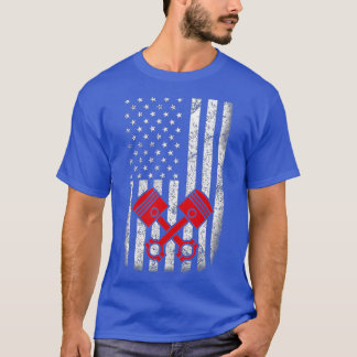 米国国旗のピストンマッスルカー愛国的ヴィンテージ Tシャツ