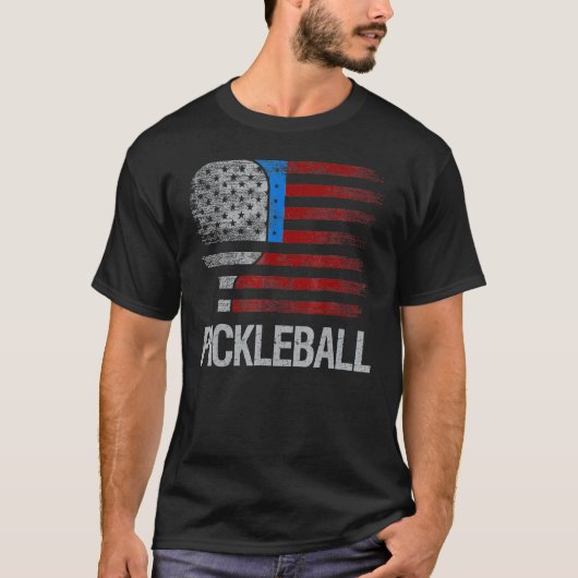 米国国旗のピックボール選手パドルボール愛好家_1 Tシャツ (正面)