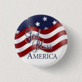 米国国旗のピンを振る神祝福 缶バッジ (正面)