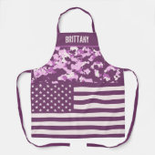 米国国旗のピンク迷彩柄カスタム エプロン (正面)
