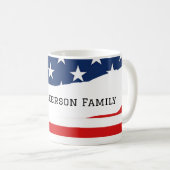 米国国旗のファミリ名 コーヒーマグカップ (正面右)