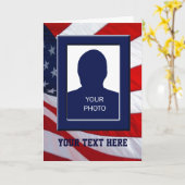 米国国旗のフォトフレームのグリーティングカード カード (黄色い花)