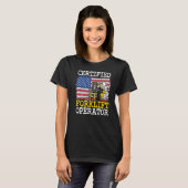 米国国旗のフォークリフト認定フォークリフトのオペレータ Tシャツ (正面フル)
