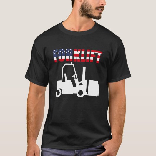 米国国旗のフォークリフト Tシャツ (正面)