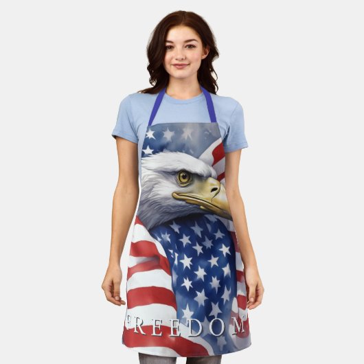 米国国旗のフリーダムやる気を起こさせるイーグル エプロン (着用した状態)
