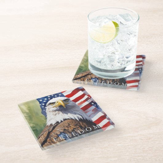 米国国旗のフリーダムやる気を起こさせるイーグル ガラスコースター (アングル)