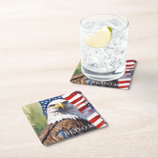 米国国旗のフリーダムやる気を起こさせるイーグル スクエアペーパーコースター (インサイチュ)