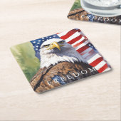 米国国旗のフリーダムやる気を起こさせるイーグル スクエアペーパーコースター (アングル)