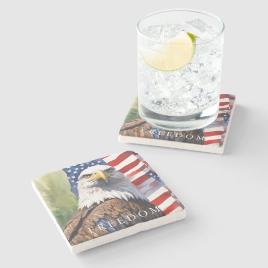 米国国旗のフリーダムやる気を起こさせるイーグル ストーンコースター (横)