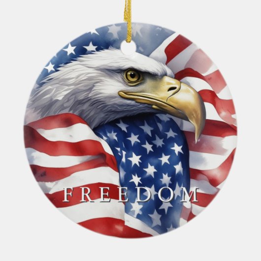 米国国旗のフリーダムやる気を起こさせるイーグル セラミックオーナメント (裏面)