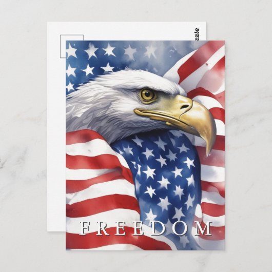 米国国旗のフリーダムやる気を起こさせるイーグル ポストカード (正面/裏面)