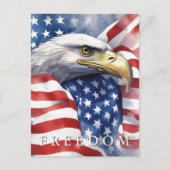 米国国旗のフリーダムやる気を起こさせるイーグル ポストカード (正面)