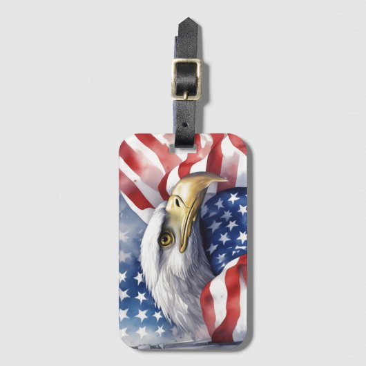 米国国旗のフリーダムやる気を起こさせるイーグル ラゲッジタグ (正面縦)