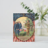 米国国旗のブグルタップ墓地リース ポストカード (スタンド正面)