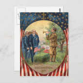 米国国旗のブグルタップ墓地リース ポストカード (正面/裏面)