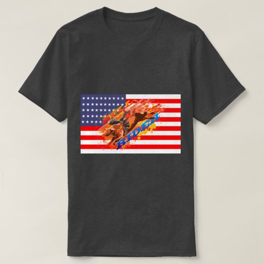 米国国旗のブル・ライダー Tシャツ (デザイン正面)
