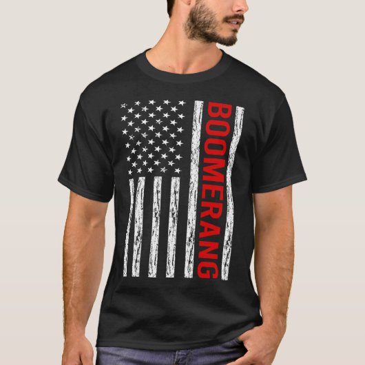 米国国旗のブーメラン Tシャツ (正面)