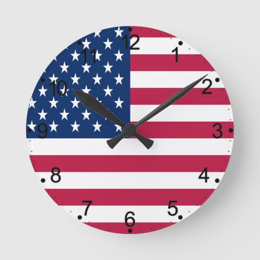 米国国旗のプライドデザイン-76353 ラウンド壁時計 (正面)