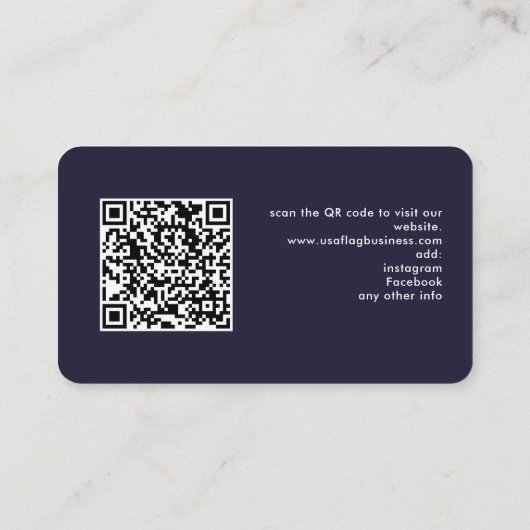 米国国旗のプロフェッショナルQRコード愛国心 名刺 (裏面)