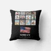 米国国旗のベビー一年目の写真コラージュ クッション (裏面)
