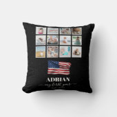 米国国旗のベビー一年目の写真コラージュ クッション (正面)