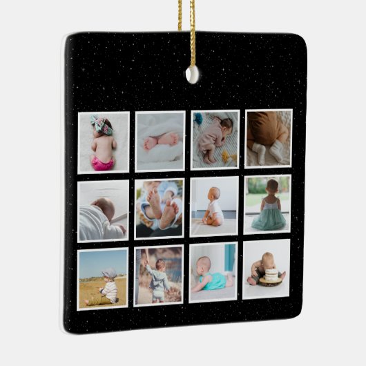 米国国旗のベビー一年目の写真コラージュ セラミックオーナメント (右)