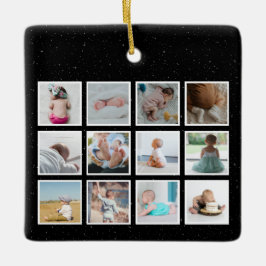 米国国旗のベビー一年目の写真コラージュ セラミックオーナメント