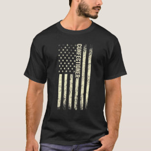 米国国旗のベーキング誇りを持ったアメリカン菓子職人 Tシャツ