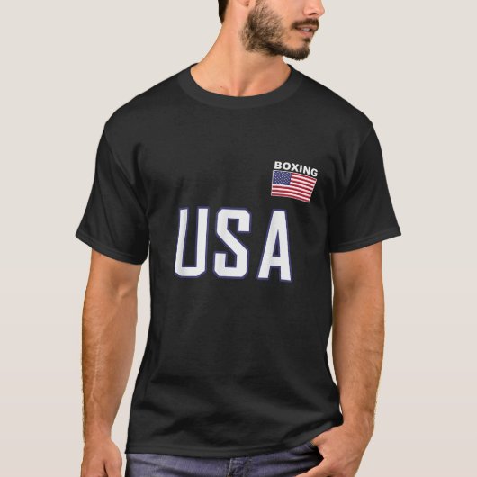 米国国旗のボクシングカッコいいボクサー練習機男性 Tシャツ (正面)
