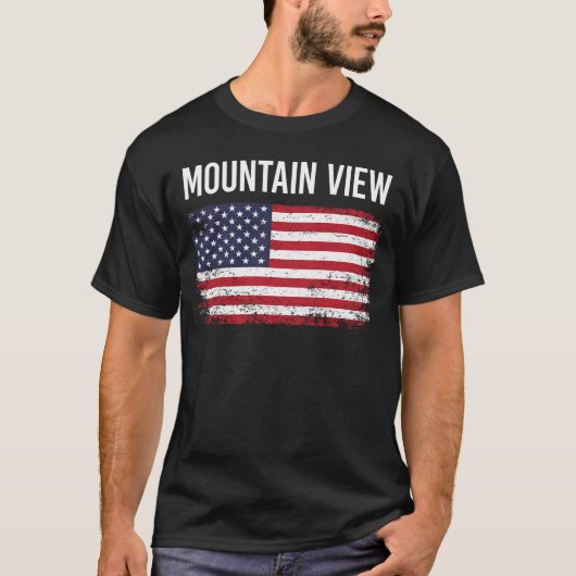 米国国旗のマウンテンビュー Tシャツ (正面)