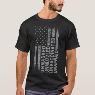 米国国旗のマスクなし無気味予防予防接種なし Tシャツ