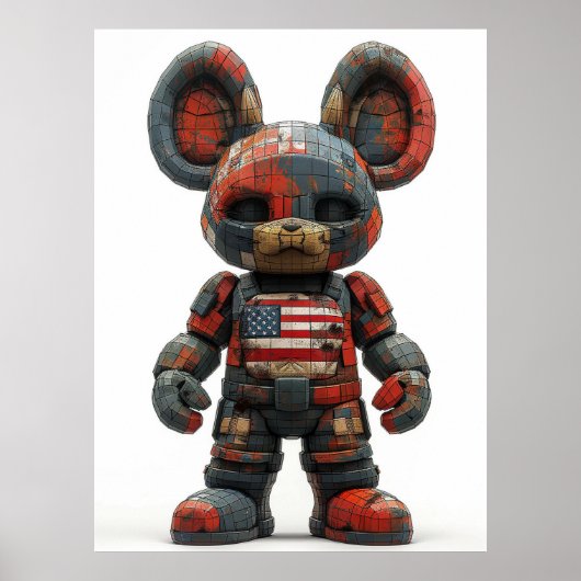 米国国旗のマスコット – モダン愛国的なウォールアート ポスター (正面)