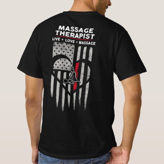 米国国旗のマッサージセラピストデカール Tシャツ (裏面)