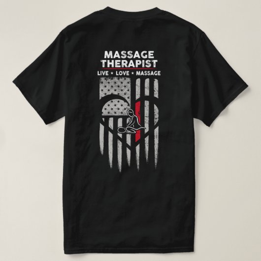 米国国旗のマッサージセラピストデカール Tシャツ (デザイン裏面)